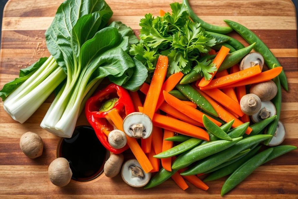 Asian cuisine stir-fry ingredients