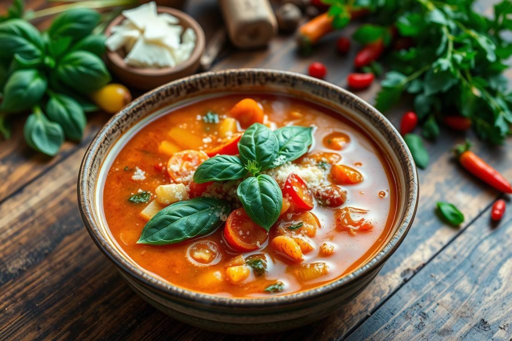 Garnishing Italian Soup