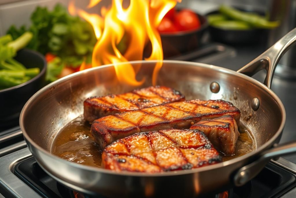 High-heat pan searing