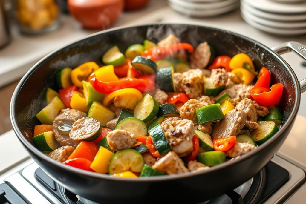 Vegetable and Meat Sautéing
