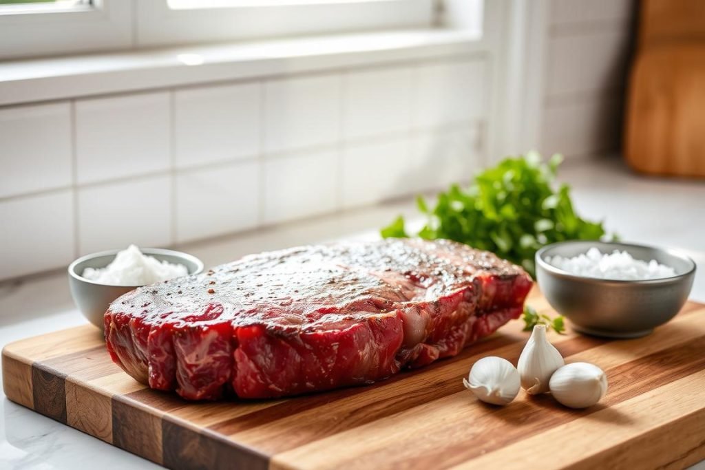 Prepping steak with Maldon Sea Salt