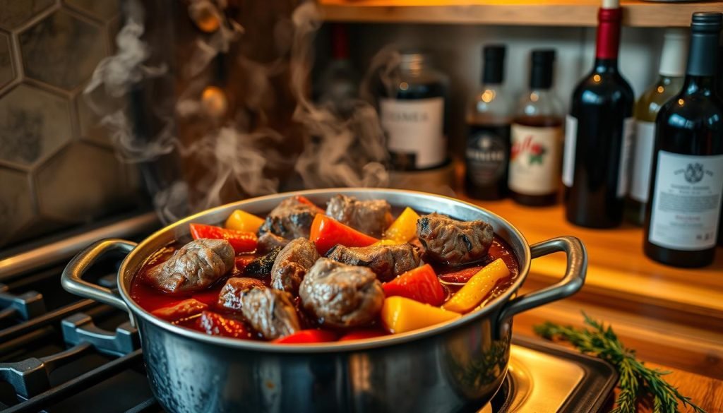 Wine braising