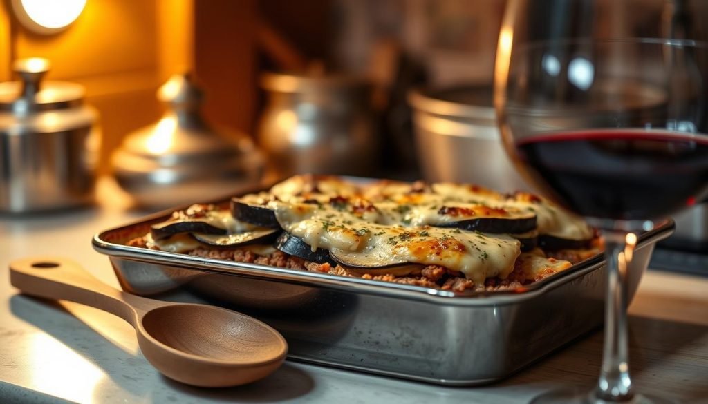 Baking moussaka comfort food
