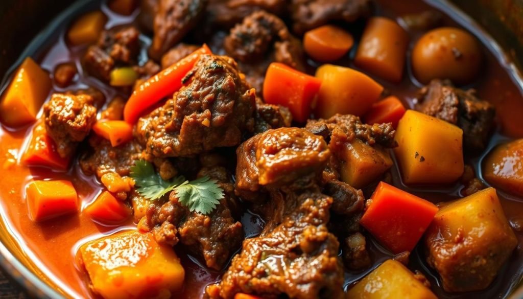 Caribbean Goat Curry with vegetables
