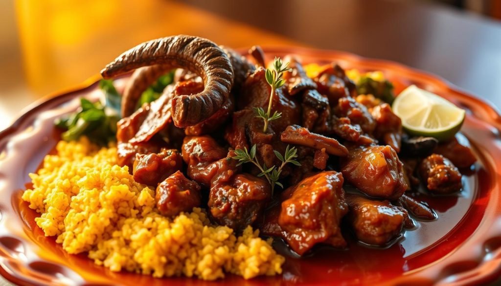 Curry goat presentation