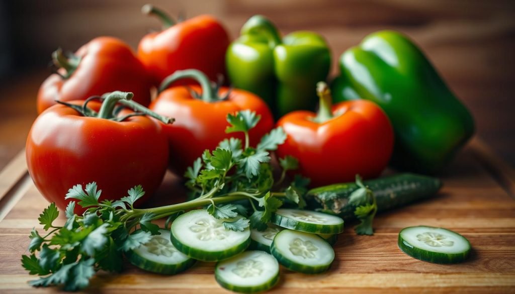 Fresh ingredients for gazpacho