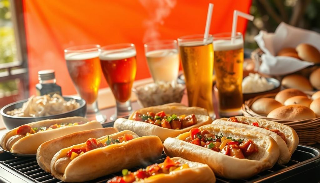 Hot Dogs with drinks and sides