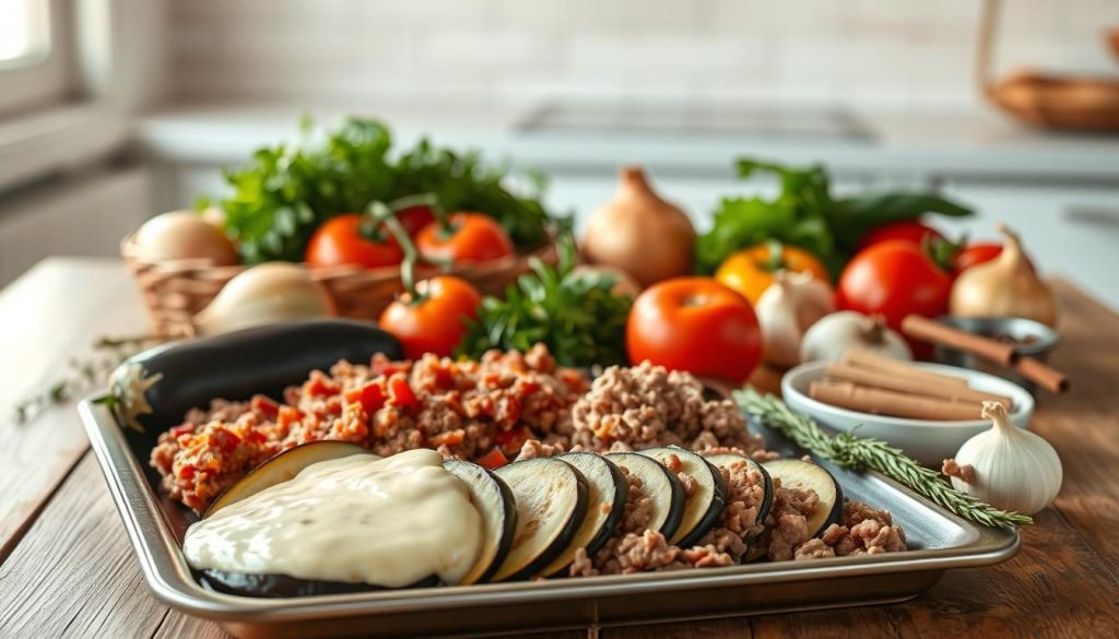 Moussaka ingredients