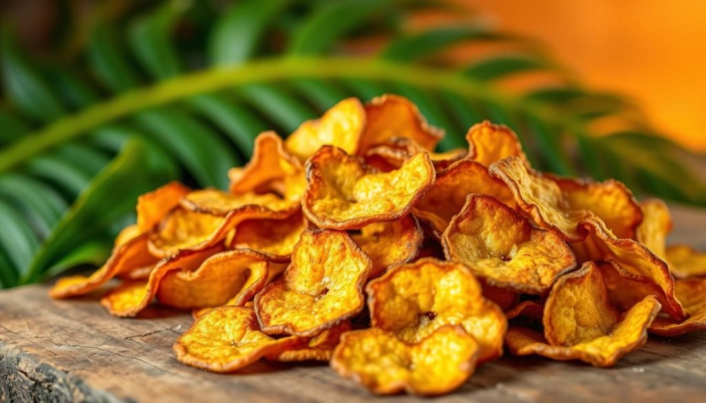 Plantain chips as a crunchy snack