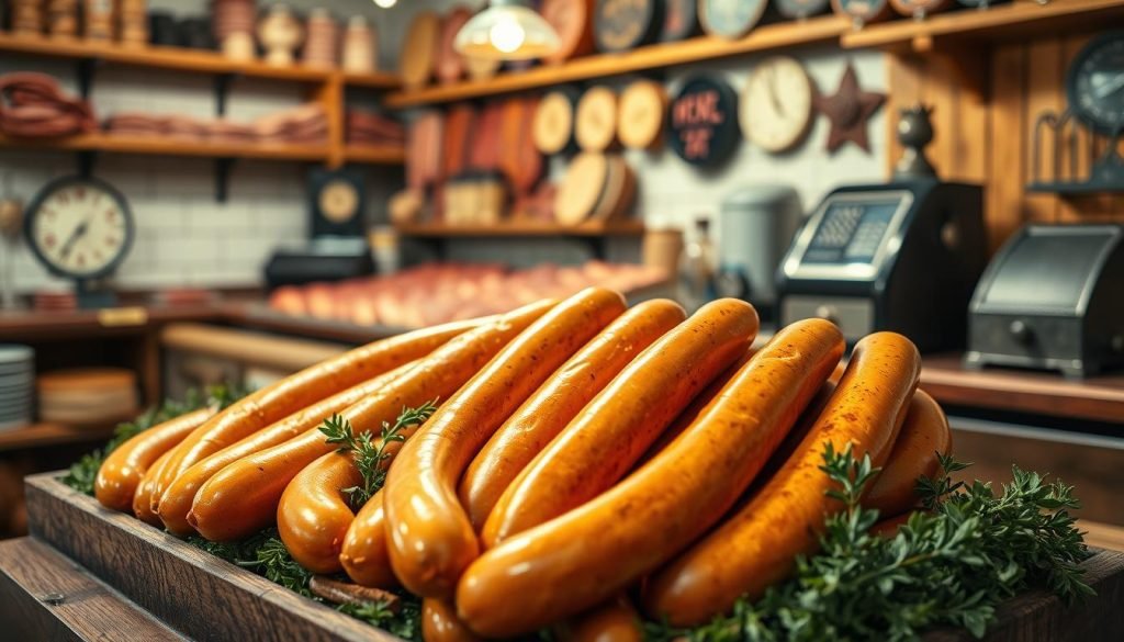 Quality bratwurst at local butcher