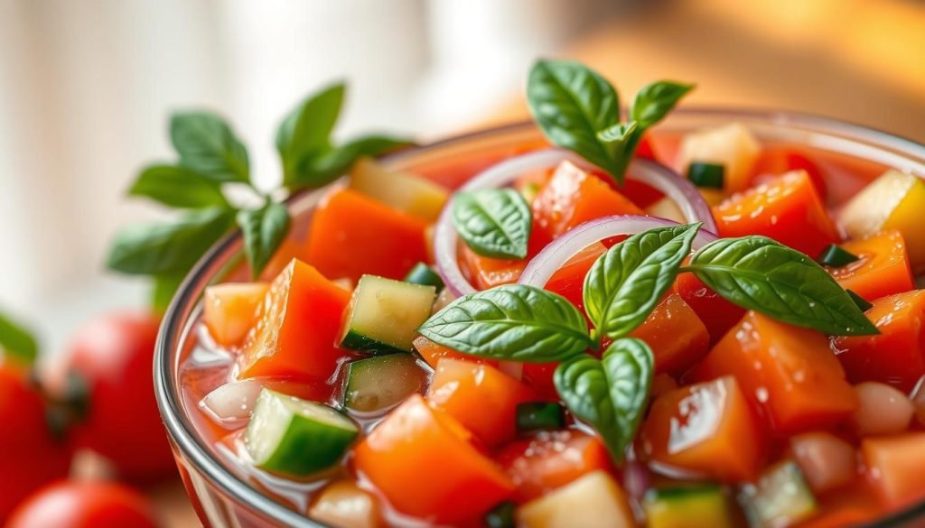 Refreshing gazpacho with fresh vegetables