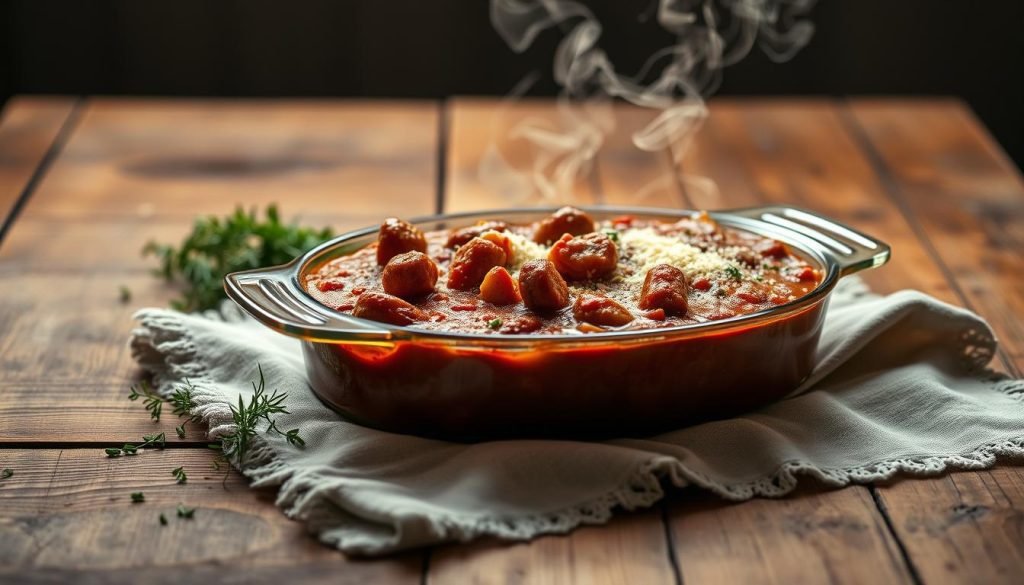 Serving Italian Sausage Casserole