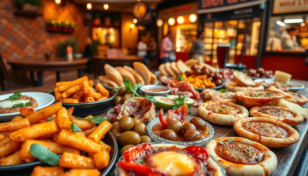 Vibrant Spanish tapas spread