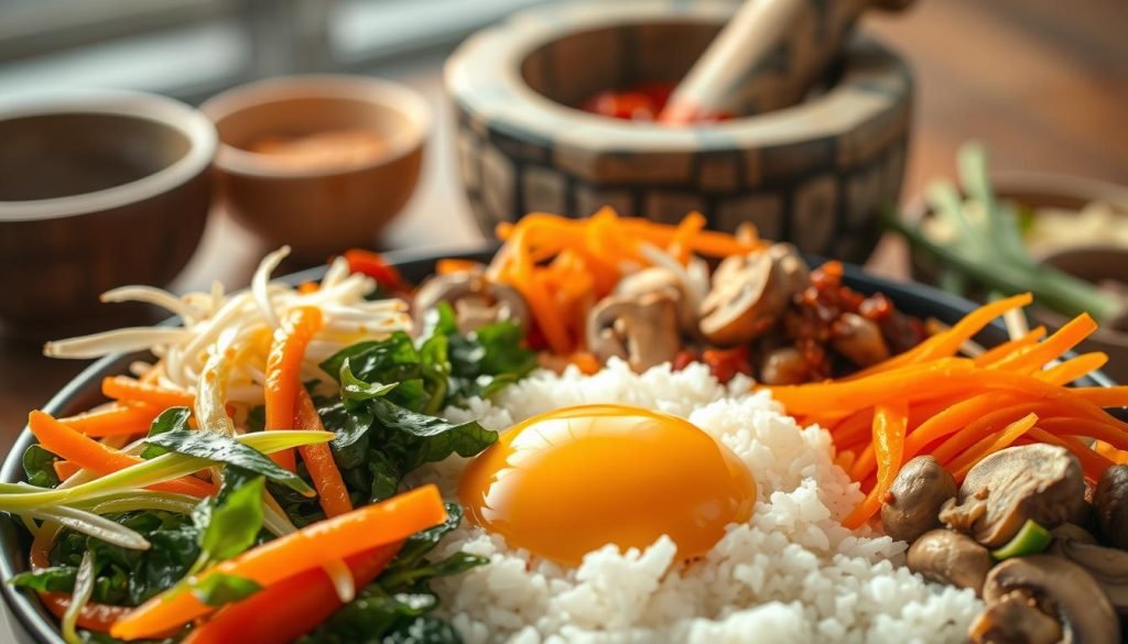 assembling bibimbap