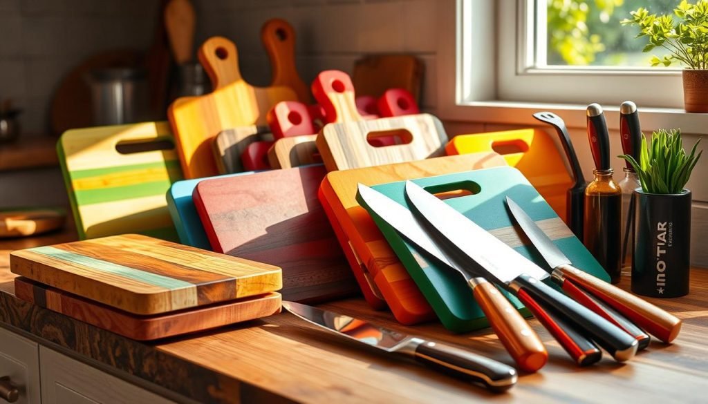 chopping boards and knives