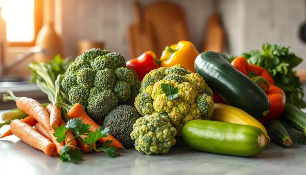 selecting fresh vegetables