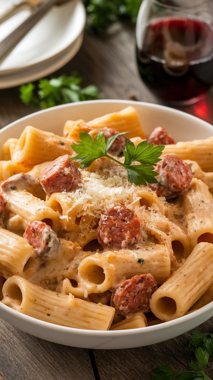 Creamy Italian Sausage Rigatoni Pasta