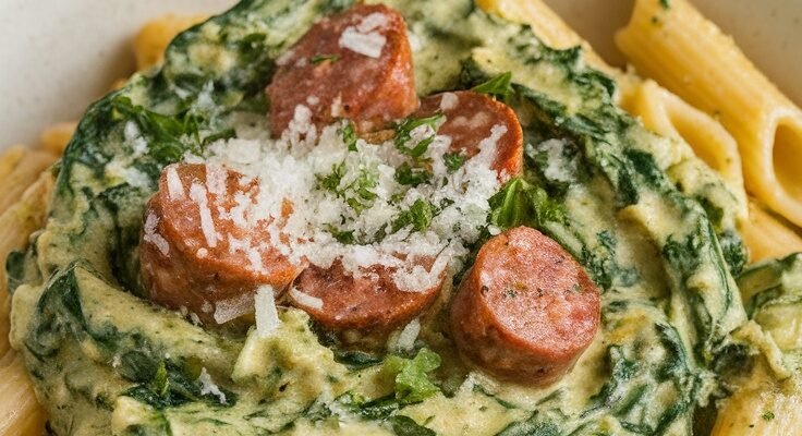 Creamy Italian Sausage Pasta with Spinach and Parmesan