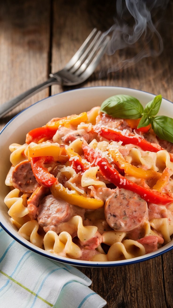 One-Pot Creamy Sausage and Peppers Pasta Recipe