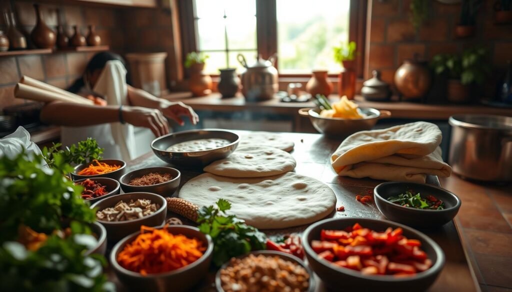 Indian vegetarian meal preparation