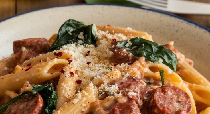 Rich and Creamy Tuscan Sausage Pasta Recipe