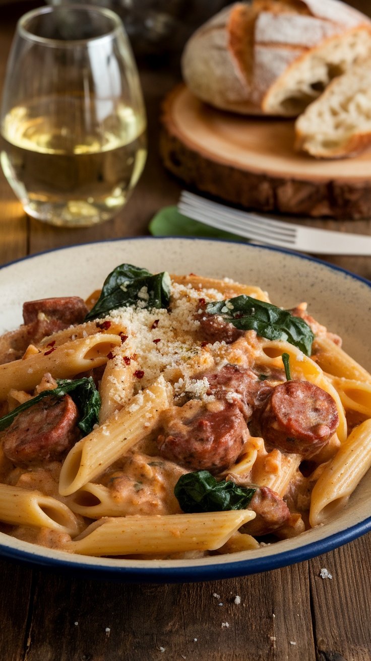 Rich and Creamy Tuscan Sausage Pasta Recipe
