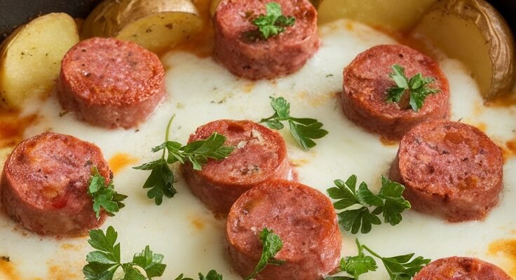 One-Pan Cheesy Italian Sausage and Potatoes Bake