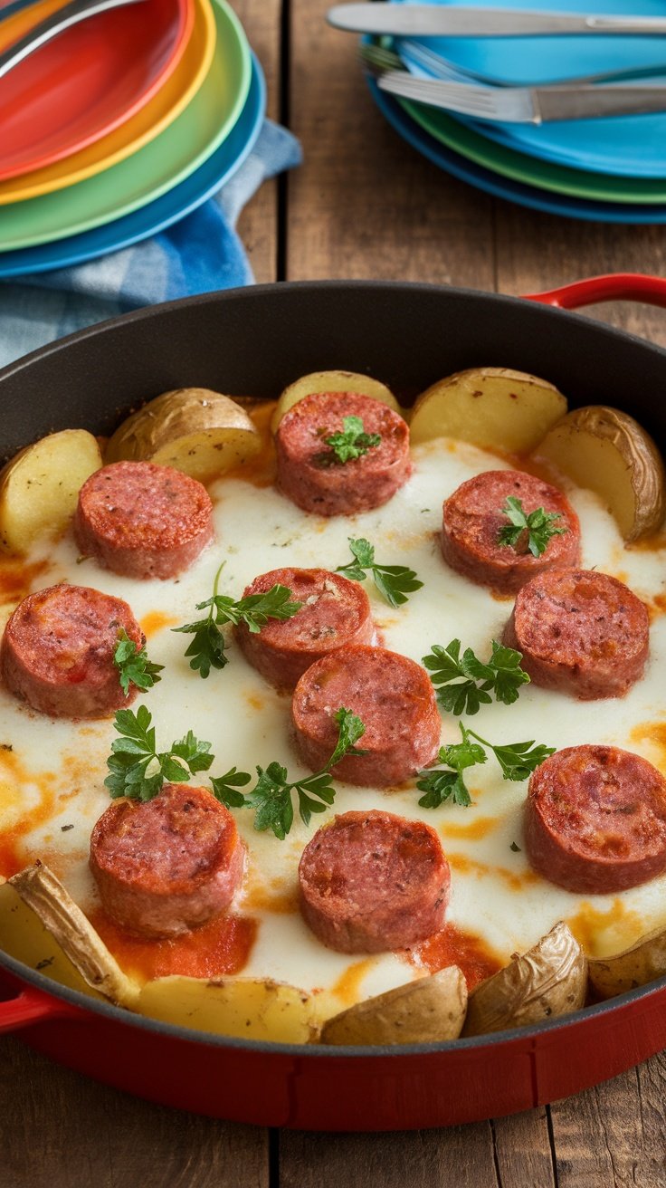 One-Pan Cheesy Italian Sausage and Potatoes Bake