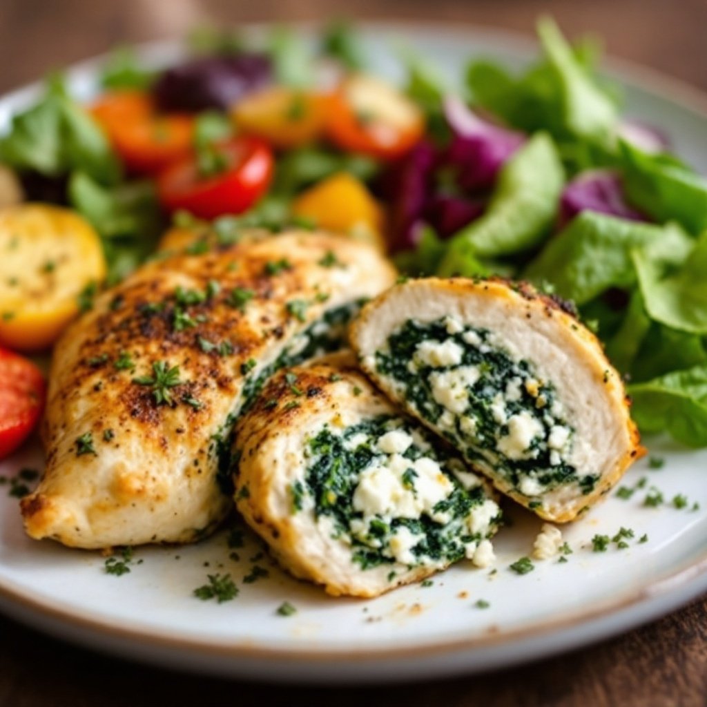 Cheesy Spinach and Feta Stuffed Chicken Breast Recipe