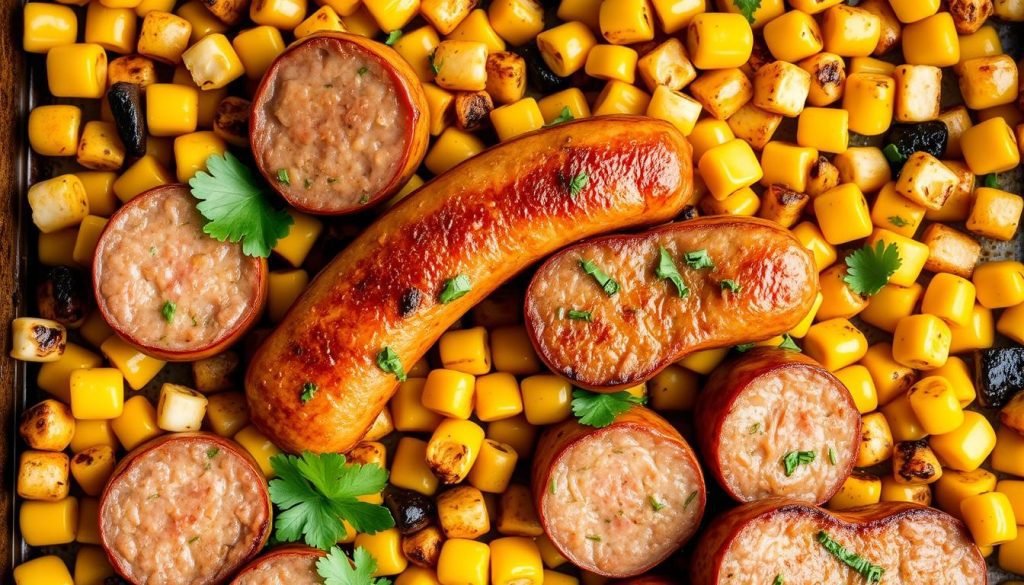 delicious dinners with cilantro lime Italian sausage and roasted corn