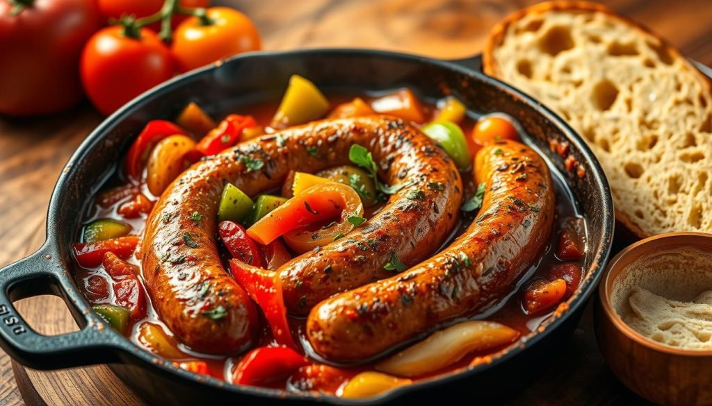 delicious sausage and pepper meal