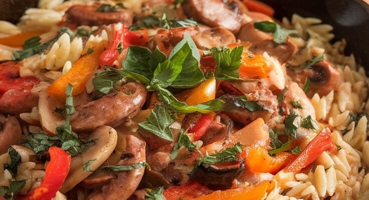 Creamy Italian Sausage and Orzo Skillet Meal
