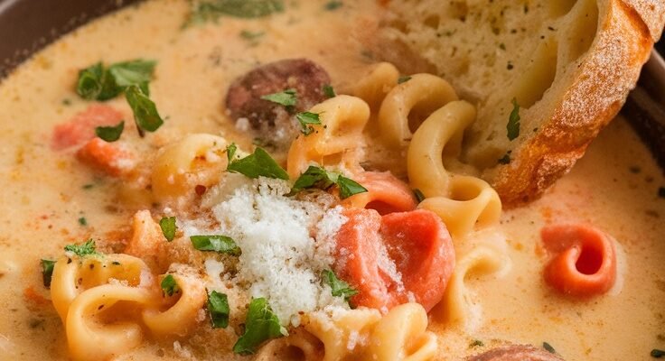 Rich and Flavorful Creamy Parmesan Italian Sausage Ditalini Soup