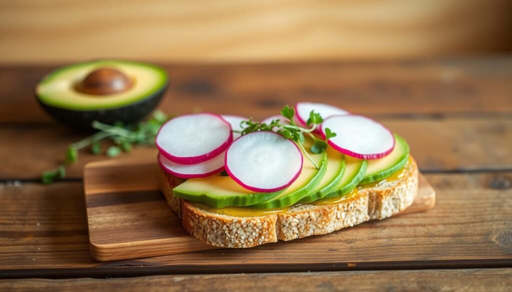 Avocado and Radish Open-Faced Sandwich