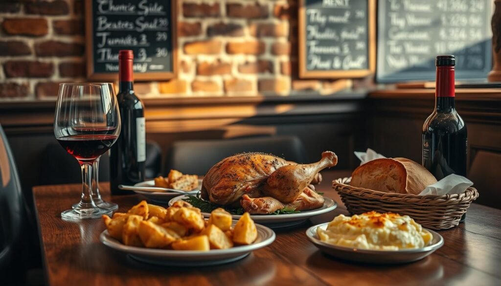 French food with wine