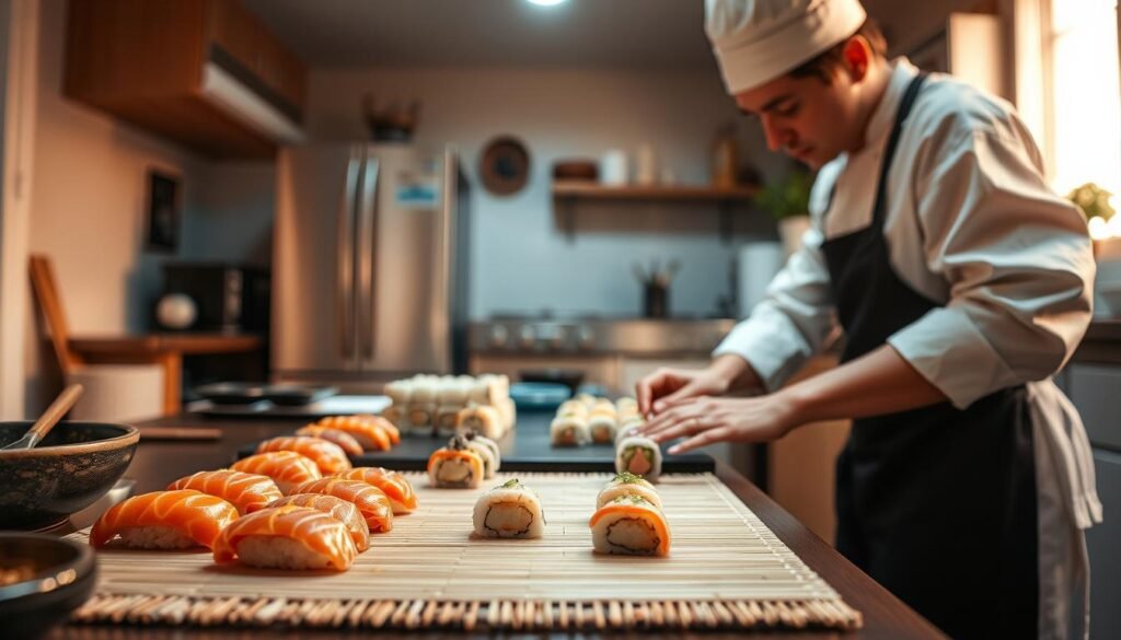 Japanese sushi making at home