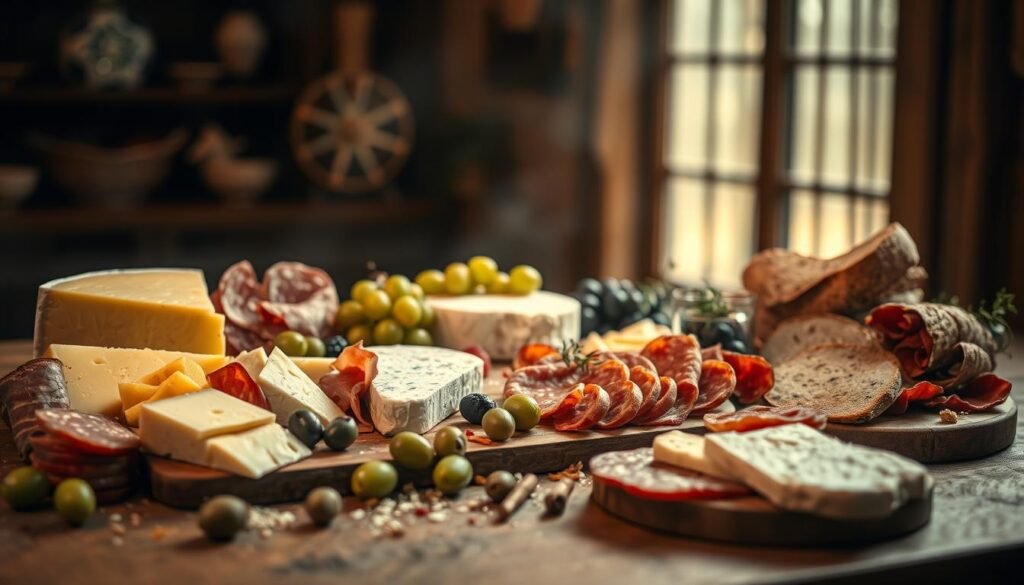 Spanish cheese and meats board