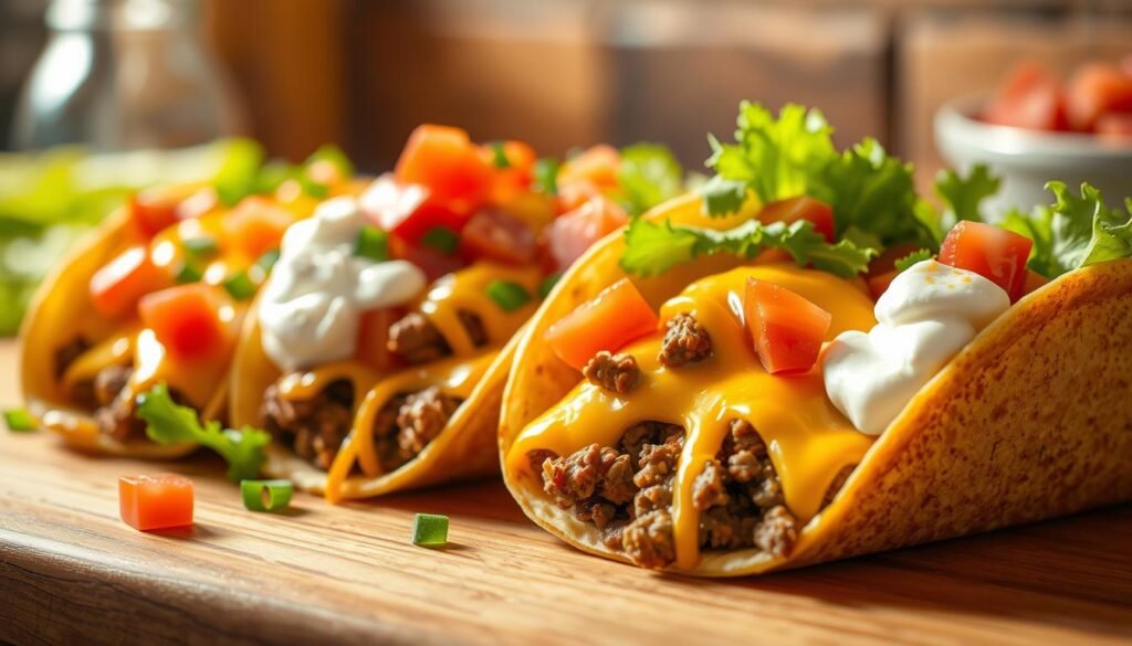 cheesy ground beef tacos