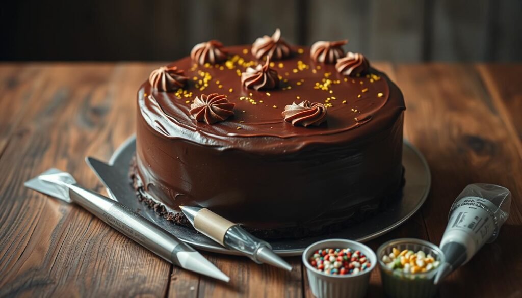 decorating chocolate cake