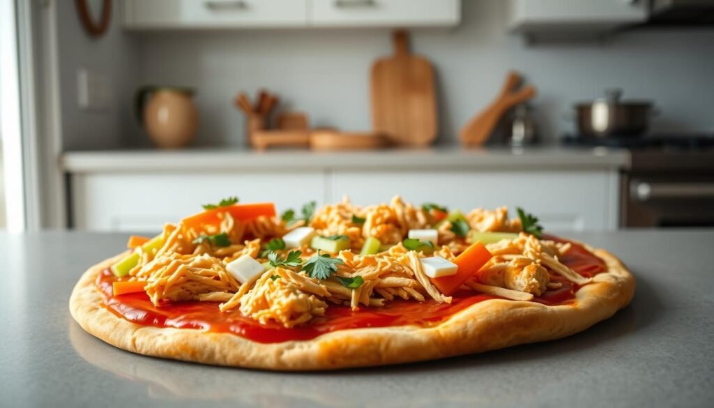 healthy buffalo chicken pizza