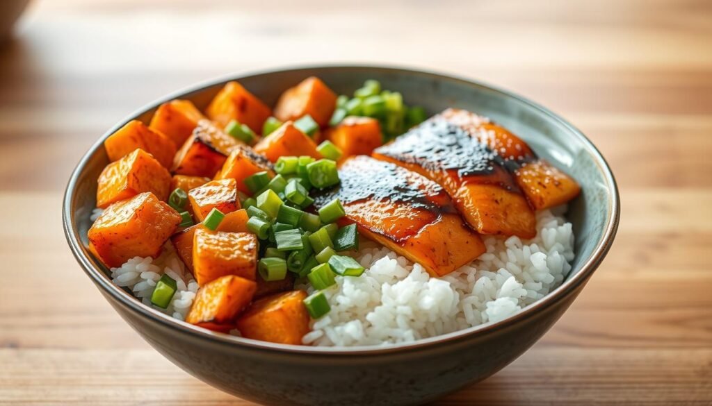 healthy sweet potato rice bowl