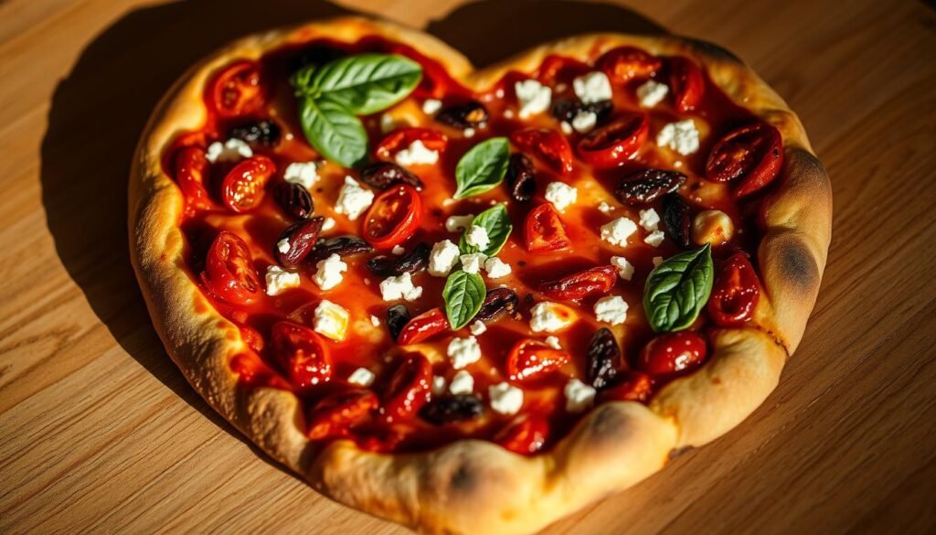 heart pizza gourmet toppings
