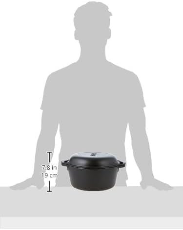 Lodge 5 Quart Pre-Seasoned Cast Iron Double Dutch Oven with Lid - Dual Handles - Lid Doubles as 10.25 Inch Cast Iron Grill Pan - Use in the Oven, on the Stove, on the Grill or over the Campfire - Black