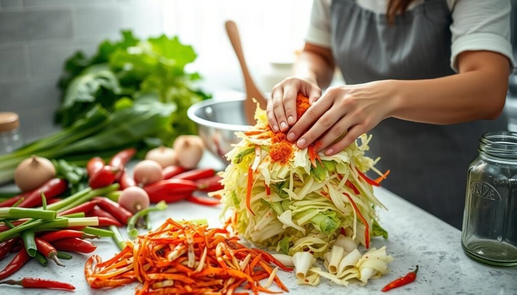 making kimchi