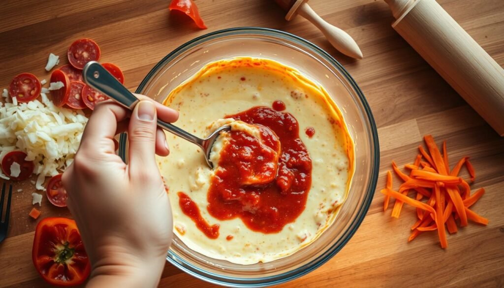 making pizza dip tutorial