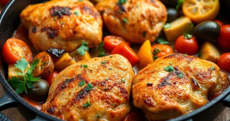 One-Skillet Mediterranean Chicken with Vegetables