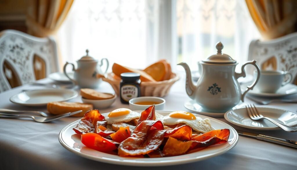 proper English breakfast place setting