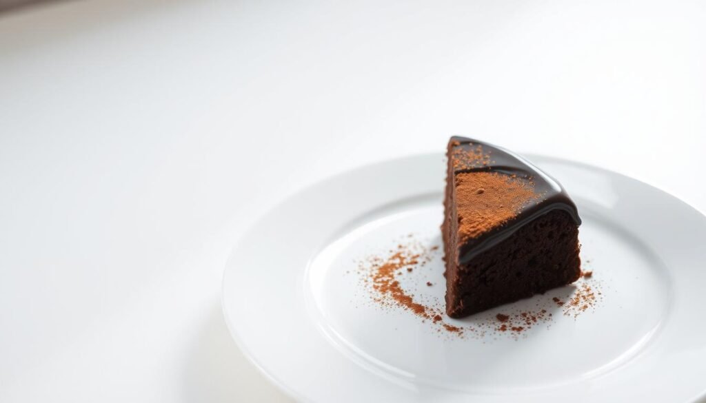 serving chocolate cake