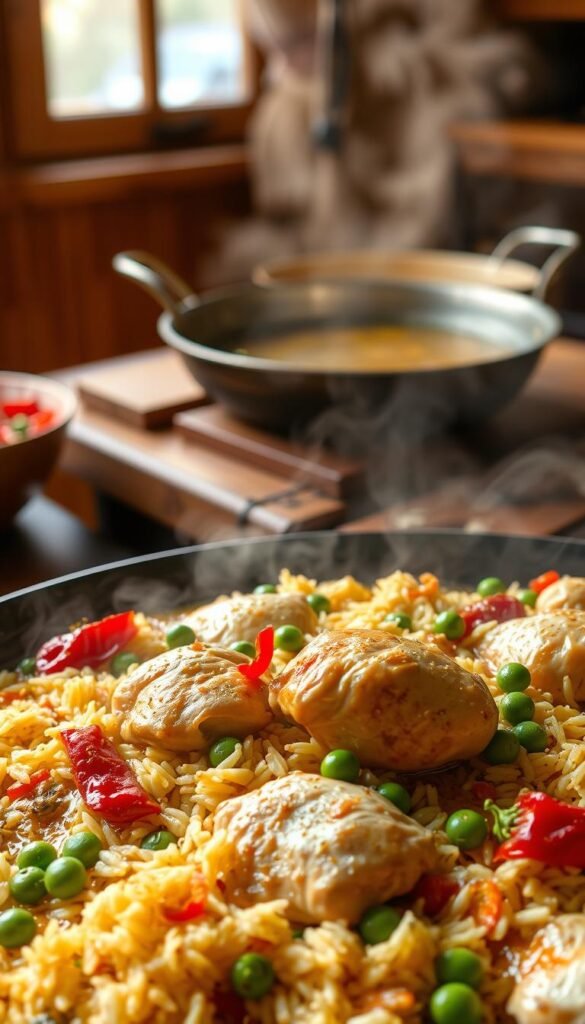 slow-cooked chicken paella