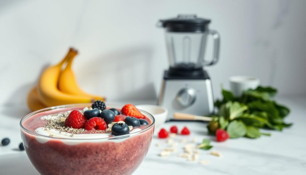 smoothie bowl with streamlined healthy breakfast preparation